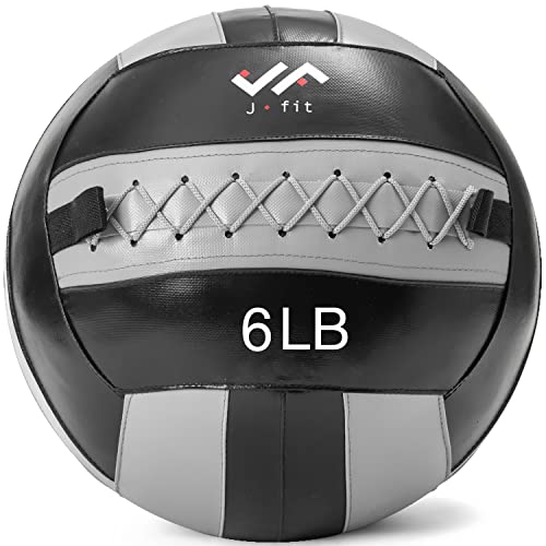 JFit Wall Ball – Premium Soft Weighted Exercise Ball for Strength, Conditioning, Gym & Home Workouts, 4-30 LB - color: Gray/Black, style: 6-Pound