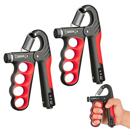 Hand Gripper Strengthener, 11-220LBs Adjustable Resistance Grip Strength Trainer with Counter, Forearm Exerciser for Injury Recovery and Muscle Building