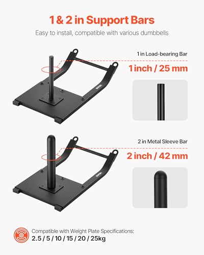 VEVOR Football Sleds and Chutes, Weight Sled, Football Training Pull Push Running Sled, Fitness Workout Sled Push Gym Equipment, Adjustable Height Handle, Compatible 1/2 in Weight Plates