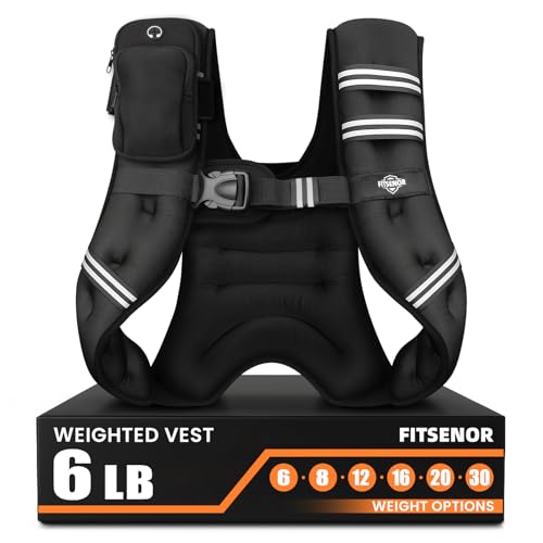 Weighted Vest for Men Women Walking, 6lb/8lb/12lb/16lb/20lb/30lb Strength Training Weight Vests with Phone Pocket, Comfortable Weighted Vest for Running Men, Rucking, Weight Loss, Gym Accessories - size: 6 lb
