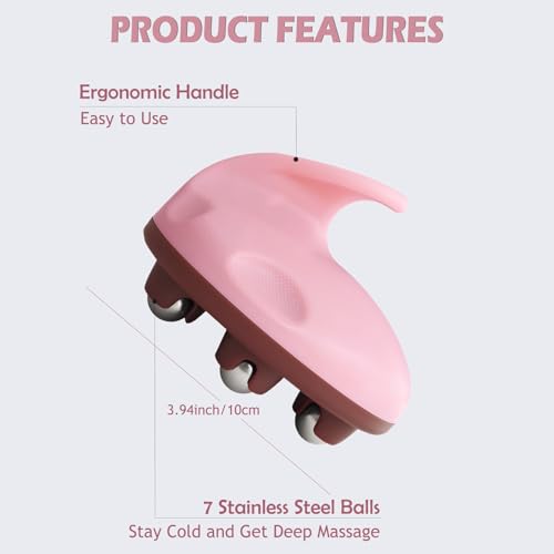 Lymphatic Massage Roller for Cellulite Remover Body Sculpting - Handheld Cellulite Massage Tool for Body Bloat Blood Circulation Lymphatic Drainage Pink - size: Steel Roller-pink