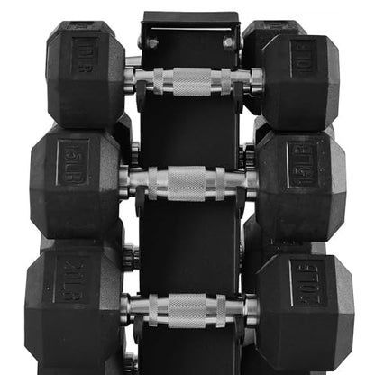 BalanceFrom Rubber Coated Hex Dumbbell Weight Set with Storage Rack, 100LB or 150LB or 200LB Set, 5-20 lbs or 5-25 lbs or 10-30 lbs Pairs - style: 100LB Set with Rack