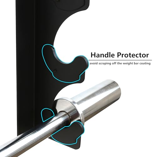 Barbell Rack Single Hook Wall Mount Heavy Duty Vertical Barbell Holder Weight Bar Holder for Olympic Barbell, Curl bar, Commercial or Home Gym Accessory (4 bars)