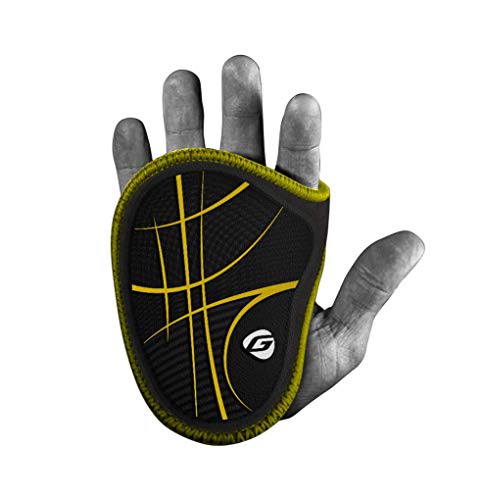 Gripad RX Lifting Grips | The Most Durable Grip Pads Yet | The Alternative to Weight Lifting Gloves, Gym Workouts, WOD, Weightlifting | Neoprene Hand Grips | Flexible Rubber Palm - color: Black / Yellow