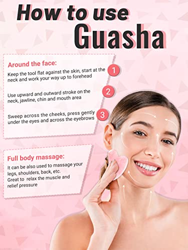 Gua Sha Face Roller Tools: Jade Roller Facial Tools for Skin Care - Facial Massager for Face, Eyes, Neck, Relieve Fine Lines and Wrinkles