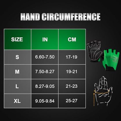 Cycling Gloves for Men and Women, Half Finger Padded Bike Gloves - color: Green, size: Large