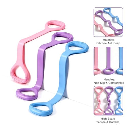 3pc Figure 8 Resistance Band, Arm Back Shoulder Exercise Bands, Elastic Rope Stretch Fitness Band, 8 Shaped Stretch Band for Chest Expander, Yoga Gym Fitness Pulling Rope