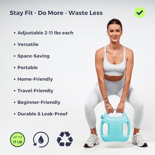 Adjustable Weights (2-11 lbs): Compact and Versatile for Home Workouts. Stay Fit with Water-Filled Weights (Set of 2).