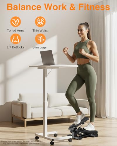 HOELLL Mini Stair Stepper with Resistance Bands for Exercise at Home, Portable Under Desk Twist Steppers for Office, Workout Equipment for Full Body Workout, 220lb Weight Capacity, LED Display