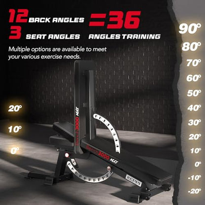 Weight Bench, 1200LBS Workout Bench with Leg Extension/Curl and Preacher Curl Attachment, Flat Incline Decline Weight Bench for Home Gym - Bench3000 Max