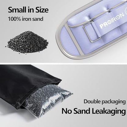 PROIRON Adjustable Ankle Weights, Leg Weights for Men, Ankle Weights 5lb Set of 2, Durable PU Leather, Ankle and Wrist Weights, 1-5 lbs Adjustable Per Ankle - color: purple