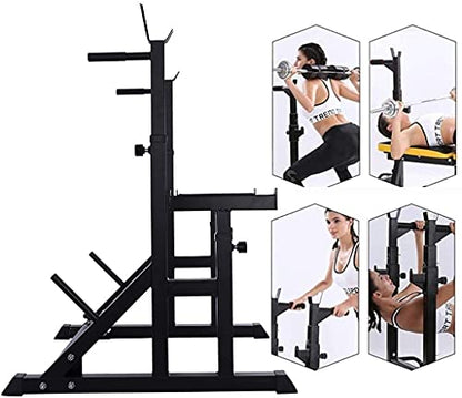 Multifunctional Dumbbell Bench Folding Multi-Function Barbell Rack 330LBS Capacity Dip Stand Fitness Adjustable Rack Weight Lifting Bench Press Dipping Station for Home/Office/Gym