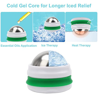 Cold Massage Roller Ball, Cold Therapy Relief, Free Rolling Removable Gel Ball Deep Tissue Massage Pain Relief, Great Tool for Back/Neck Pain, Muscles Recovery and Inflammation