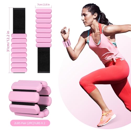 Adjustable Ankle Weights,Wrist Weights for Women & Men,Set of 2 (1Lb Each),Perfect for Walking,Running,Yoga,Pilates,Gym,Strength Training. Weighted wristbands are designed for home gym workouts