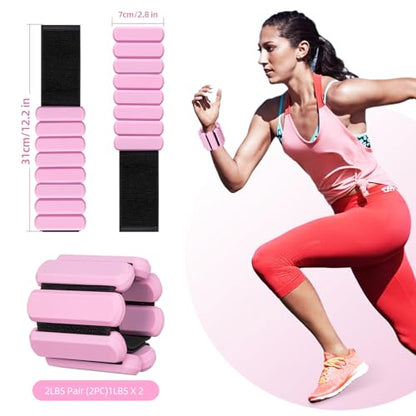 Adjustable Ankle Weights,Wrist Weights for Women & Men,Set of 2 (1Lb Each),Perfect for Walking,Running,Yoga,Pilates,Gym,Strength Training. Weighted wristbands are designed for home gym workouts