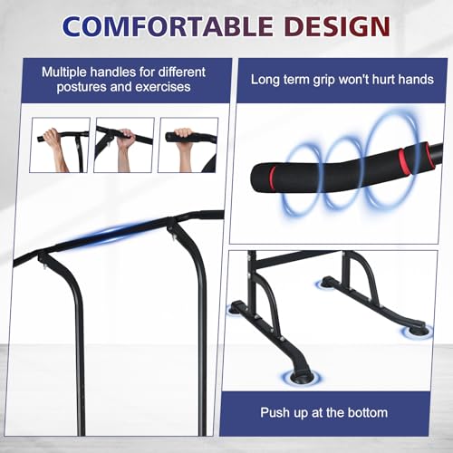 Adjustable Height Dip Bar Station, Multi-function Dip Station Pull Up Bar Full Body Strength Training Workout Fitness Equipment for Tricep Dips, Heavy Duty Dip Station for Home Gym - color: Dip Station