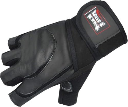 TMA Weight Lifting Gloves for Gym Workout – Cowhide Leather, Long Wrist Support with Anti Slip Palm Protection – Great Grip for Fitness, Bodybuilding, Powerlifting, Strength Training & Exercise - size: Small