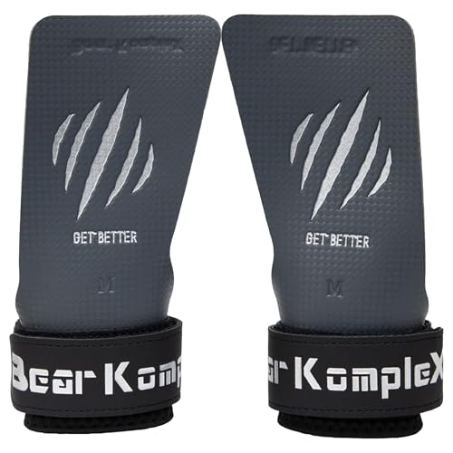 Bear KompleX No Hole Hand Grips - Non-Slip Fingerless Gymnastics Grips for Weight Lifting, Pull-ups & Cross Training | Lightweight, Padded Wrists & Foldable Grip. - size: Medium