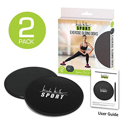 Nicole Miller Exercise Sliders for Fitness Workout [2PK], Double Sided Gilder Strength Slides Discs Work Smoothly on Any Surface for Stretch Strength Core Exercise