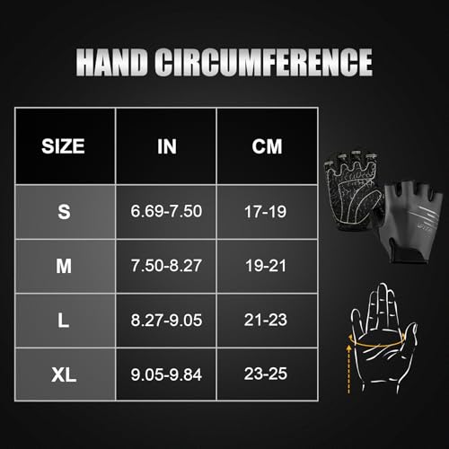 Cycling Gloves for Men and Women, Half Finger Padded Bike Gloves - color: Gray, size: X-Large