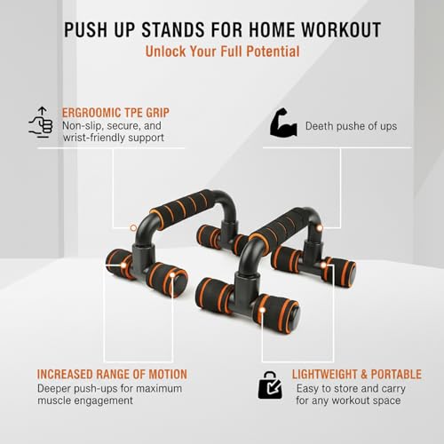 Push Up Stands for Home Workout, TPE Handles Increase Range of Motion, Compact Strength Training Equipment for Chest and Triceps (1 PC)