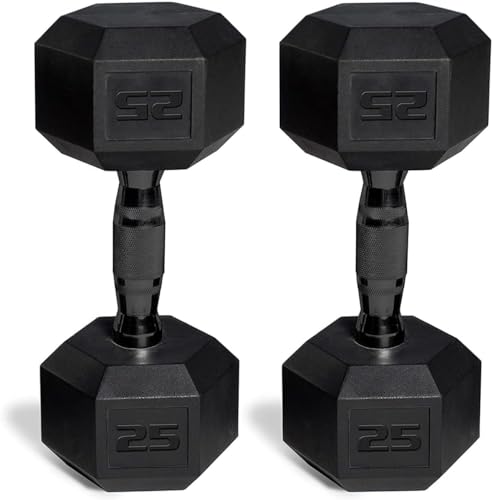 CAP 50 lbs Coated Dumbbell Set | Multiple Styles - color: Black handles, style: 25LBx2 Set