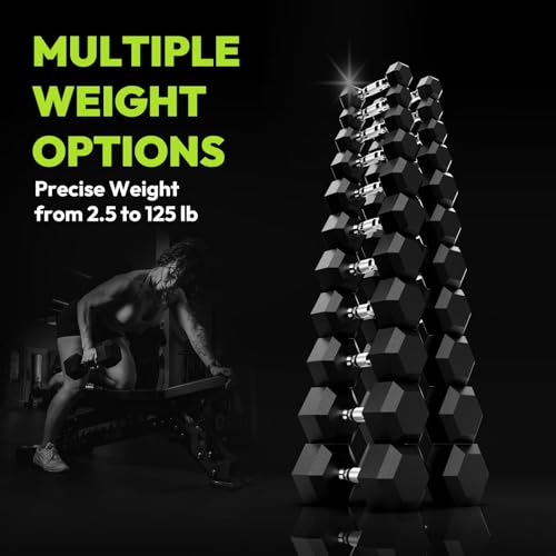 HANDBODE Rubber Coated Hex Dumbbell Set, 90-640 lb - size: 360 lb Set (Pair of 5, 10, 15, 20, 25, 30, 35 lb)