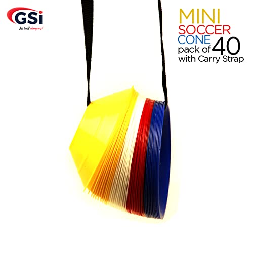 GSi Sports Training Cones for Agility Drills – Soccer & Basketball Multi-Sport Field Markers, Durable Flexible Cones in Multiple Shapes & Packs (20–80 Pack) - style: Mini - 40 Pack