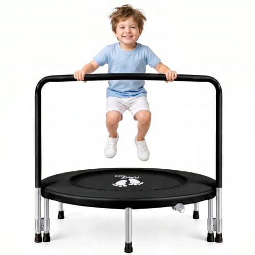 RAVS 36" Toddler Trampoline, Foldable Indoor Kids Trampoline with Handle - color: Black