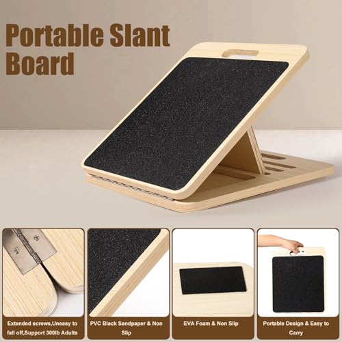 Slant Board for Calf Stretching, 4 Position Adjustable Incline Board for Calf Stretcher, Calf & Hamstring Flexibility, Non-Slip Surface, 350 lbs Balance Board for Home, Gym, Office