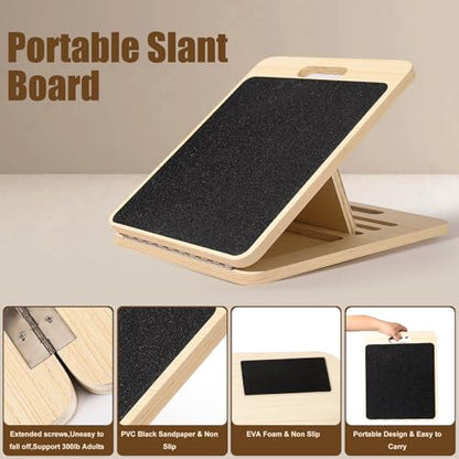 Slant Board for Calf Stretching, 4 Position Adjustable Incline Board for Calf Stretcher, Calf & Hamstring Flexibility, Non-Slip Surface, 350 lbs Balance Board for Home, Gym, Office