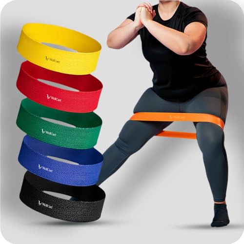 Fabric Hip Resistance Bands Set (5 Levels: X-Light to X-Heavy) – Non-Slip Glute & Lower-Body Training Bands with Carry Bag