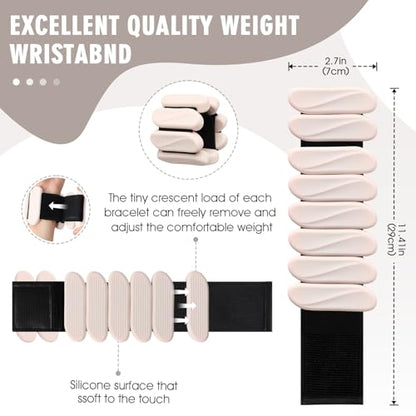 Wrist Weights, 2Pack Wrist Ankle Weights for Women & Men, 2lb Adjustable Silicone Arm and Leg Weighted Bangles(1LBs Each), Fits for Yoga, Pilates, Home Gym, Jogging, Cardio, Strength Training - color: Beige