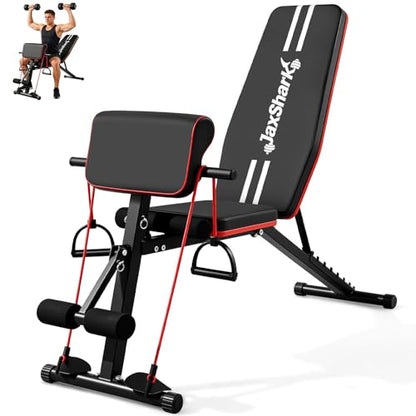 Adjustable Weight Bench, Foldable Workout Bench Press, Weight Benches for Home Gym, 700LBS Gym Bench with Preacher Curl & Leg Extension, Incline Decline Flat Bench for Full Body Exercise & Fitness Equipment