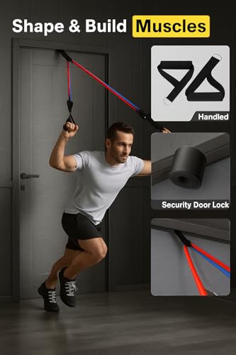Resistance Exercise Bands with Door Anchor, Handles, Waterproof Carry Bag, Legs Ankle Straps for Resistance Training, Physical Therapy, Home Workouts, Resistance Band.