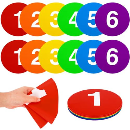 JarThenaAMCS 12Pcs Spot Markers 9 Inch Non Skid Rubber Agility Poly Spots Flat Cones Floor Spots for Kids Sports Training Soccer Basketball Outdoor Classroom