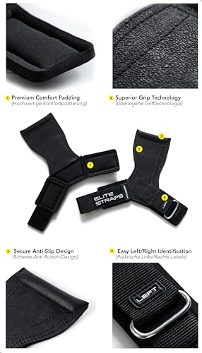 Fitgriff® Elite Straps - Lifting Wrist Straps (Rubber Grips) for Weightlifting, Gym, Workout, Deadlift - Anti-Slip Revolution for Men and Women - size: Medium-Large