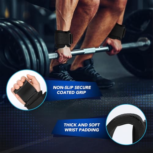 Weight Lifting Hooks (Pair) - Heavy Duty Lifting Wrist Straps, Hand Grip Support for Deadlifts, Pull Ups, Shrugs, Weightlifting Hooks Gym Gloves for Men and Women