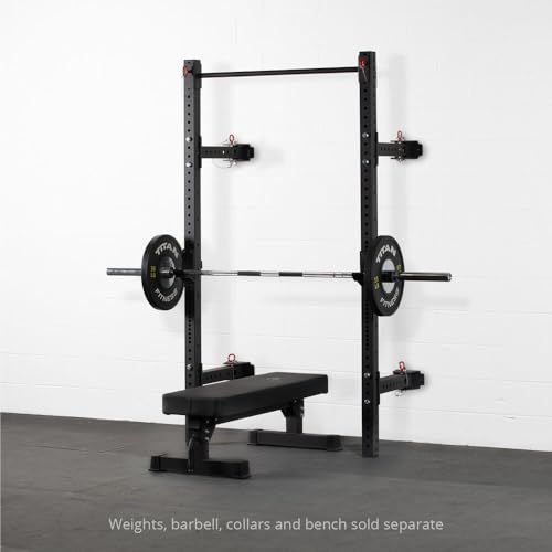Titan Fitness X-3 Series 91in Wall Mounted Folding Power Rack, 21in Depth Space Savings Rack, Folds up to 8" from the Wall