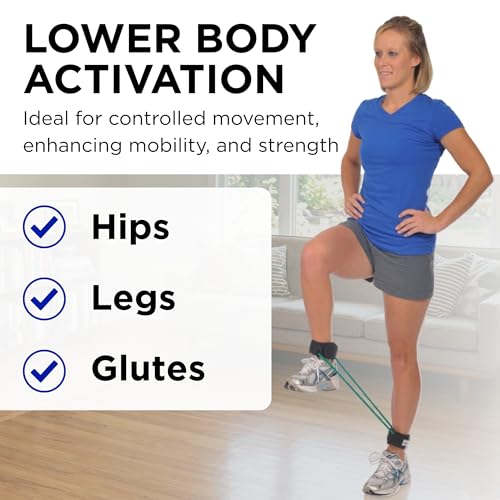 THERABAND Resistance Tubing with Cuffs, Heavy Green Level 3, Exercise Bands for Lower Body Workouts, Physical Therapy, Pilates & At-Home Training - color: Level 3 / Heavy - Green