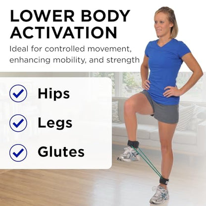 THERABAND Resistance Tubing with Cuffs, Heavy Green Level 3, Exercise Bands for Lower Body Workouts, Physical Therapy, Pilates & At-Home Training - color: Level 3 / Heavy - Green
