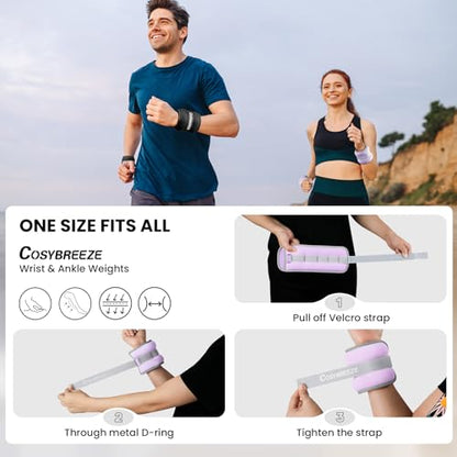 Ankle Weights 1/2/3/4/6/8/10 LB 1 Pair Wrist Leg Arm Weights for Women Men, Strength Weighted for Walking, Running, Jogging, Fitness, Gym Workout