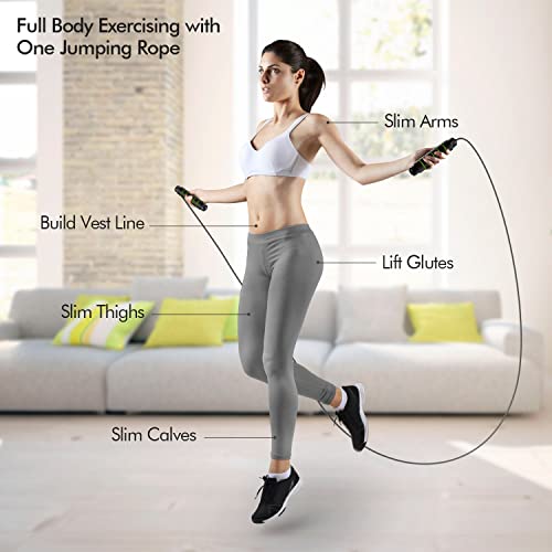 Jump Rope, Tangle-Free Rapid Speed Jumping Rope Cable with Ball Bearings for Women, Men, and Kids, Adjustable Steel Jump Rope with Foam Handles for Home Gym Exercise Fitness Workout Equipment & Slim Body - color: Green