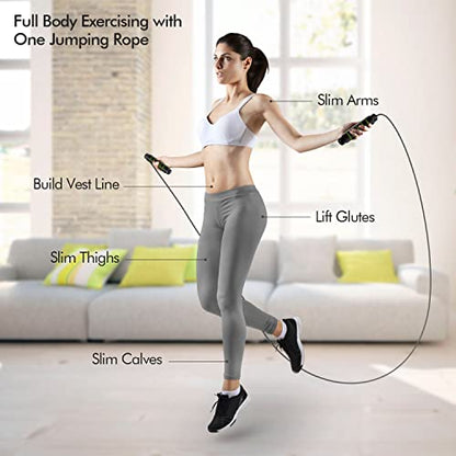 Jump Rope, Tangle-Free Rapid Speed Jumping Rope Cable with Ball Bearings for Women, Men, and Kids, Adjustable Steel Jump Rope with Foam Handles for Home Gym Exercise Fitness Workout Equipment & Slim Body - color: Green