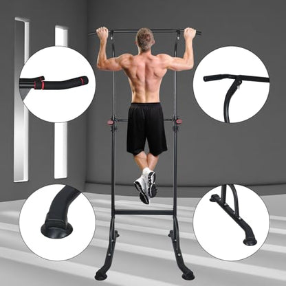 Dip Station Strength Training Dip Stands Station with Connecting Rod and Padded Handles for Home Gym & Fitness Training - color: Black-330lbs