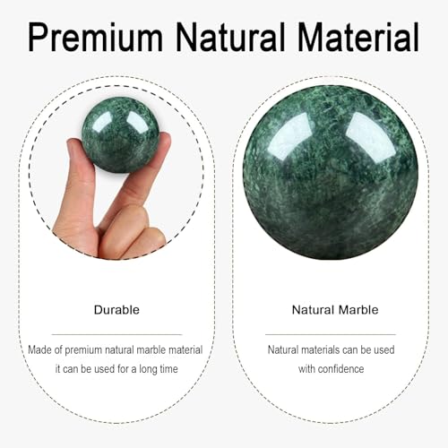 Hand Therapy Balls for Stress Relief,Baoding Balls for Women & Men,Marble Chinese Massage Ball Set for Hand Exercise,Arthritis,Brain Stress Relief,2 Pack with Storage Bag (1.57inch Dark Green)