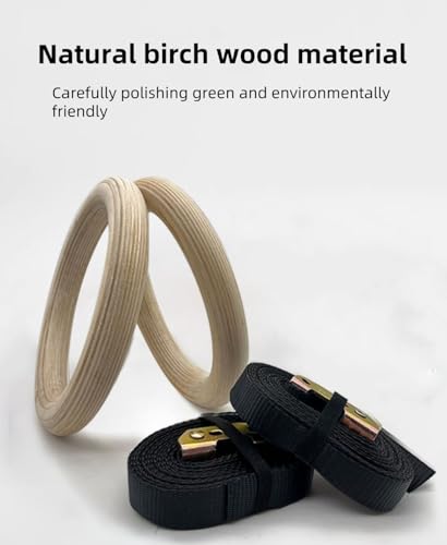 Wooden Gymnastics Rings Indoor Fitness Rings Set Adjustable Pull Up Rings Home Exercise Gear for Strength Training and Bodyweight Workouts