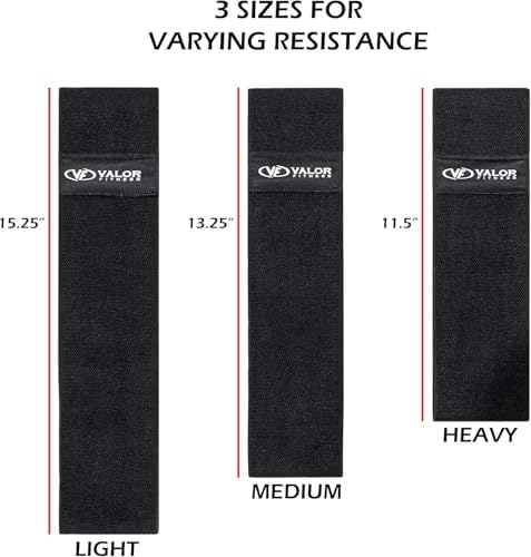Valor Fitness Hip Bands - Fabric Resistance Glute Training Set, 3- Tension Level for Leg and Hip Mobility -Travel Bag Included
