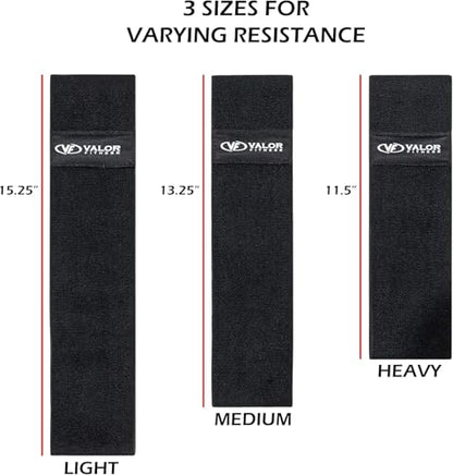 Valor Fitness Hip Bands - Fabric Resistance Glute Training Set, 3- Tension Level for Leg and Hip Mobility -Travel Bag Included