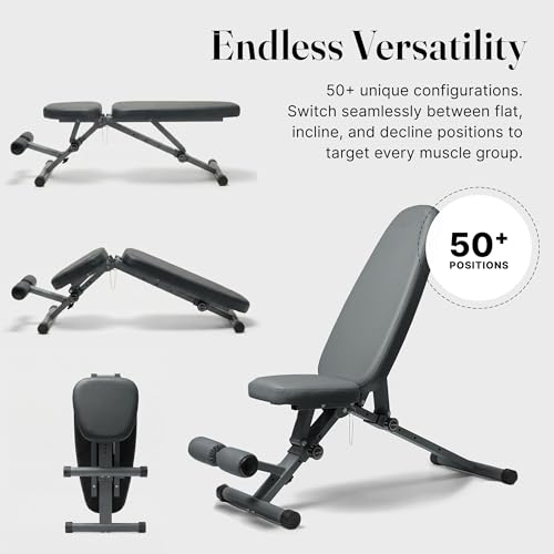 WeGym Workout Bench, Adjustable and Collapsible for Home Gym Training - color: Grey
